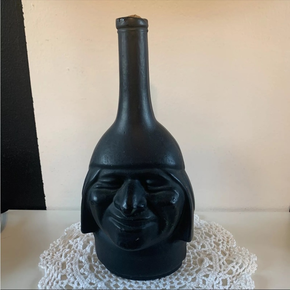 1970s Vintage Ranuzzi Glass Bottle Lima Peru Inca Liquor Wine Decanter decor